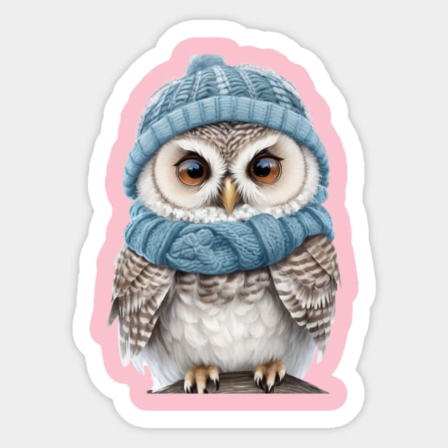Winter Whimsy: Owl in Woolly Hat and Scarf Sticker by susiesue